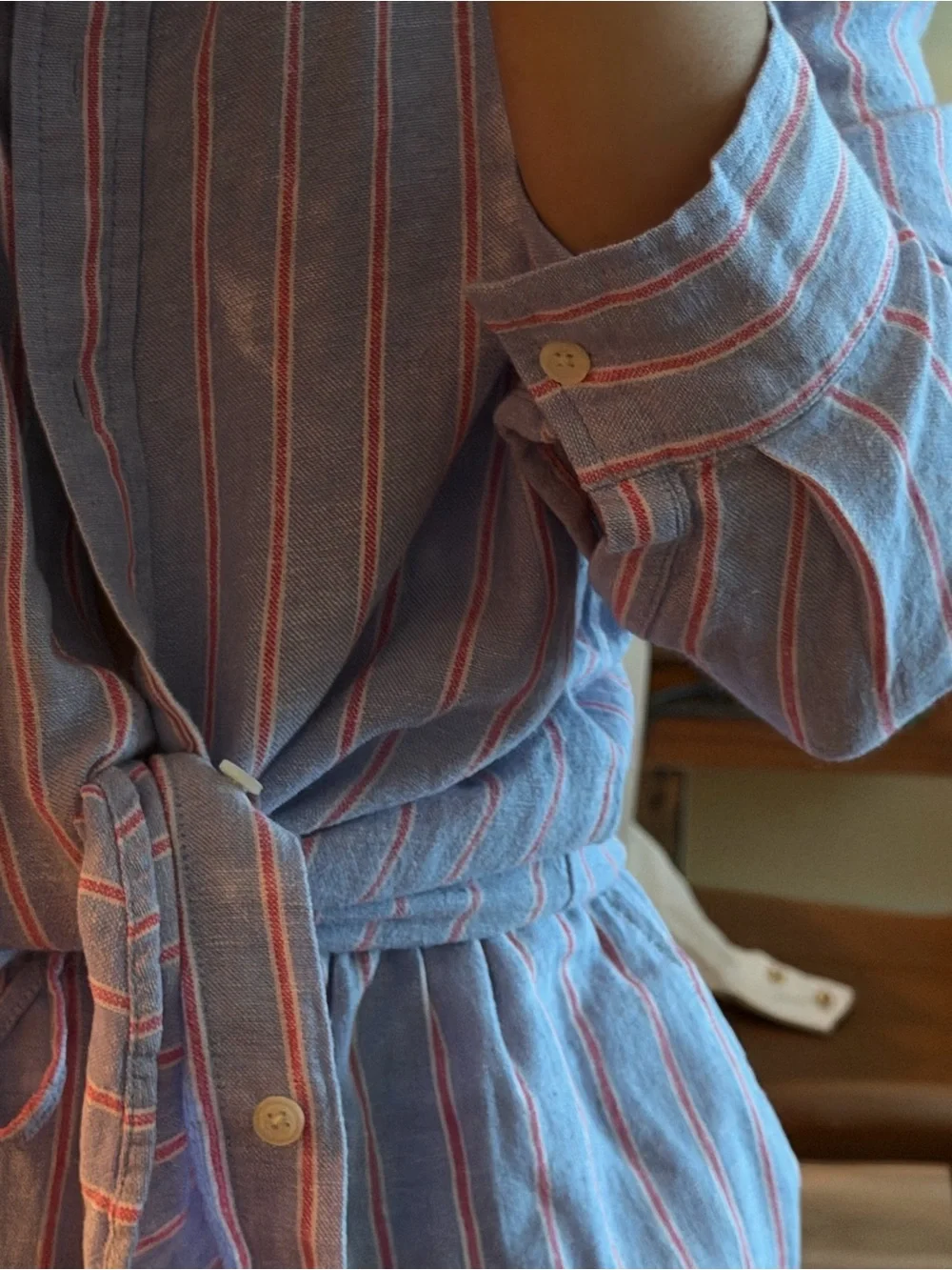 Gap Linen blend Relaxed Lavender Stripe Shirt & Shorts (set) - Picture 7 of 7